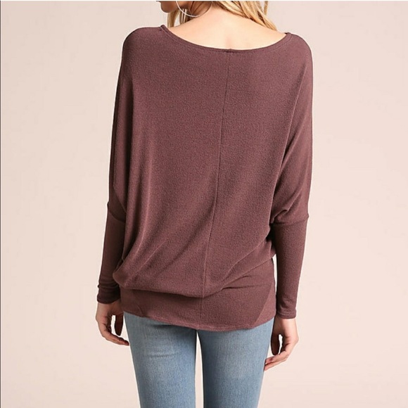 Mauve Textured Knit Dolman Blouse - Picture 4 of 5